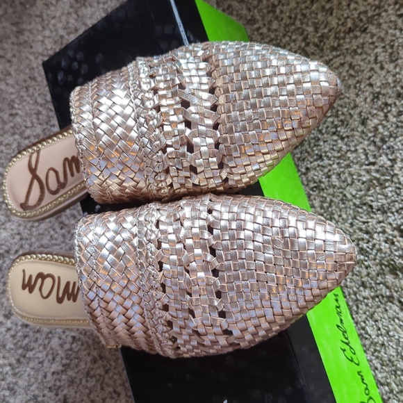 Sam Edelman Natalya Mules - Gold Leather 9 - Picture 2 of 5